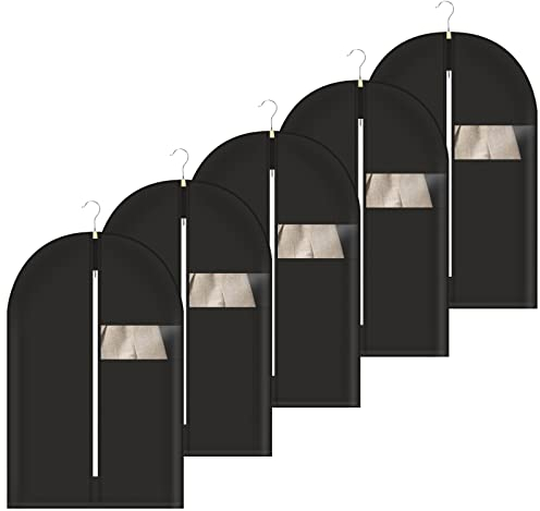 BEZORR Kleidersack, Kleideraufbewahrung und Organisation, Mottenschutz, Kleidersack, Kleiderhülle, 5 x Kleidertaschen zum Organisieren und Aufbewahren von Anzug, Jacke, Abendkleid, Hemd