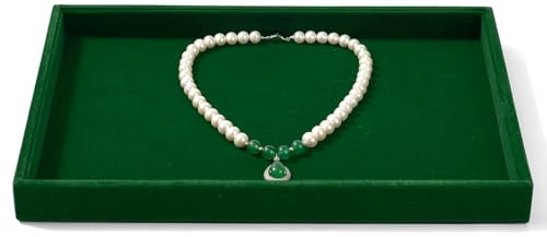 Papten Green Velvet Jewelry Trays Stackable Jewelry Drawer Organizer Tray for Necklace Bracelets Rings Storage Display