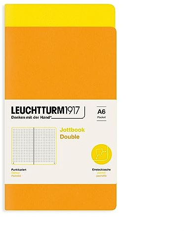 LEUCHTTURM1917 368193 Jottbook (A6), 59 nummerierte Seiten, Dotted, Zitrone und Rising Sun, im Doppelpack