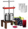 VEVOR Pressoir à Fruits Manuel 2 L Pressoir à Vin en Acier Inoxydable Base en Bois Presse-Fruits Manuel Baril Intérieur 14 x 13 cm Broyeur de Fruits Légumes pour Pressage de Vins Jus Cidres Purées