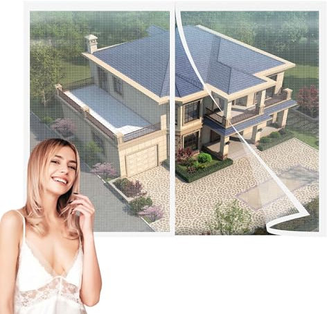 Magic Magnetic Curtain 190x125cm Screen Window Net Screen Insect Bug Mosquito Fly Insect Mesh Keep Bugs/Flys/Mosquitoes Out (Window Mesh) with Tape White