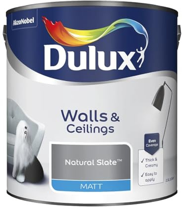 Natural Slate Walls & Ceilings Matt Emulsion Paint 2.5L – Smooth Creamy Finish, Quick Dry, Low VOC, Easy Application for Interior Walls & Ceilings