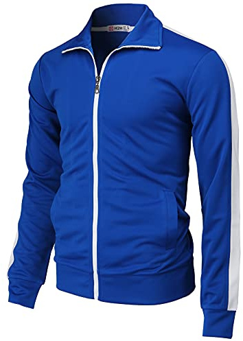 H2H Mens Active Slim Fit Track Lightweight Jacket Zip-up Long Sleeve Training Basic Designed BLUE US S/Asia M (CMOJA134)