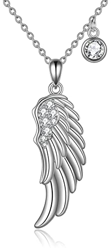 VONALA Guardian Angel Wings Kette 925 Sterling Silber Anhänger Halskette mit Cubic Zirconia Engelsflügel Schmuck Geschenk für Damen Mädchen (Guardian Angel Wings)