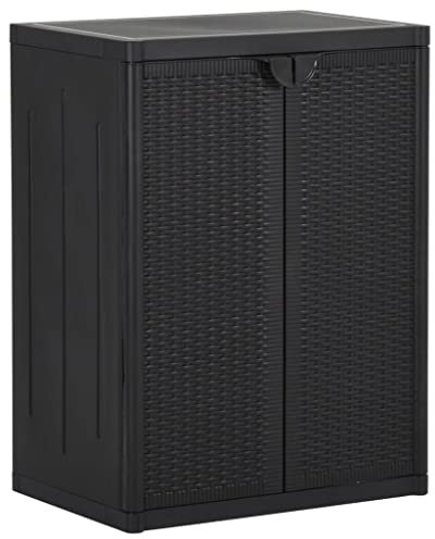 INLIFE Gartenschrank Schwarz 65x45x88 cm PP Rattan-1236