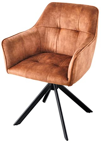 Riess Ambiente Design Stuhl LOFT rost braun Samt drehbar Metallgestell schwarz mit Armlehne