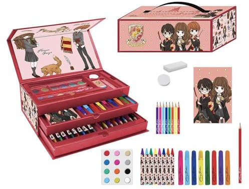 Malette de Coloriages Harry Potter - Inclut des Feutres, Peinture Aquarelle et des Crayons de Couleur - avec Carnet pour Dessiner - Produit Original Conçu en Espagne
