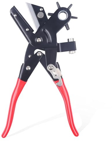 Lochzange für Leder mit Universalschere, Gürtel Lochzange mit 6 Löchern, Multi Sized Belt Hole Puncher für Uhrengürtel, Stoff, Karton, Schuhe, Geldbörsen, Kleidung