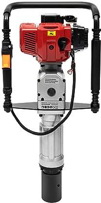 Abbruchhammer Benzin, 2-Takt Motor, 52cc, 30-55J Einzelschlagstärke, 1900W (2,3PS) – Hochleistungs-Pfahlramme mit 6500 U/min, 55-70mm Antriebskopf für Zaunpfähle, Gartenbau, Landwirtschaft & Bau