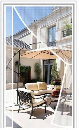 Fliegengitter Fenster 125x240cm Insektenschutz Magnet Fliegenvorhang, Kinderleichte Klebemontage Ohne Bohren, für Wohnzimmer Balkontür Terrassentür/Weiß