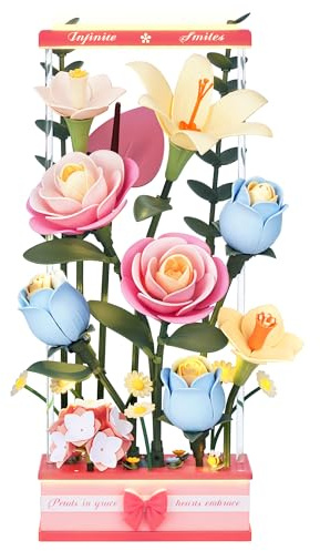 ROKR Modellino 3D per Adulti – Puzzle di Fiori con Luce e Motore, Fiori Artificiali da Assemblare, Decorazione Creativa, Regalo Donna, Festa della Mamma, San Valentino, Natale – AF01D