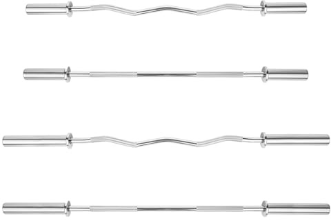 Phoenix Fitness 2” Olympic Barbell Bar or EZ Curl Bar - 4ft/5ft Non-Slip Weight Lifting Bar for Strength Training Workout at Home & Gym - 2-inch Straight Bar, 4ft