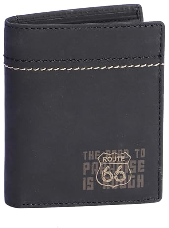 Route 66 – Cartera para Hombre de Piel (protección RFID) Slim Design – Portatarjetas – Cartera para Hombre – Monedero para Hombre de Piel – Carteras y Cartera, Negro, Medium