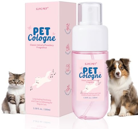 GJYC PET Dog & Cat Cologne | Long-Lasting Classic Powdery Scent | Fur-Conditioning, Non-Sticky Odor Control Formula | Travel-Friendly, 3.38 fl. oz