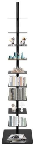 Tour de livre de colonne vertébrale, tour de bibliothèque de colonne vertébrale | Bibliothèque en métal élégante à 9 niveaux,Tour de livre multicouche verticale, cadres photo, décorations, pi