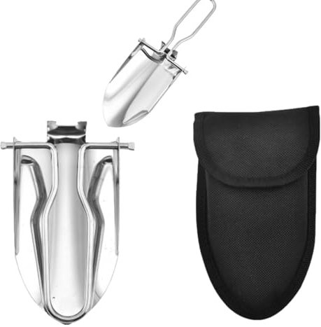 XINGYIYIJIA Pala plegable portátil de camping con funda de transporte, 12,5 x 6,5 cm, acero inoxidable, ligera para senderismo y pesca al aire libre