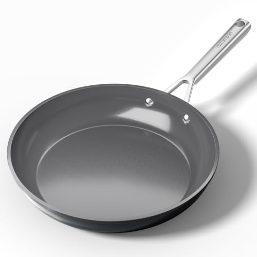 naturepan DiamondTitan Sartén Cerámica 28 cm, Antiadherente para Todas Cocinas, Sin PTFE PFAS PFOA, Aptas para Horno, Lavavajillas con Mango que Permanece Frío (Gris)