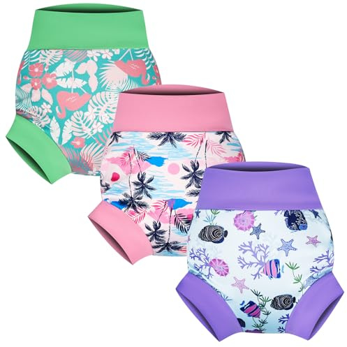 FLYISH DIRECT återanvändbar simblöja för baby, ROSA, XL/5T(4-5 Jahre) | 3 simblöjor för spädbarn och småbarn, för pojkar och flickor