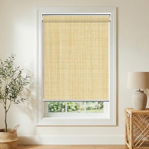 ODIJOO Blackout Roller Shades Blinds for Windows Darkening Window Blinds with Spring System, UV Protection for Home Office Door Windows, Cream 02