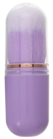 LRXIYODE Mini Brocha Retráctil para Rubor en Polvo y Líquido, Pincel Portátil para Maquillaje de Viaje, Color Morado, Cerdas Suaves para Aplicación Cómoda en Mejillas y Rostro