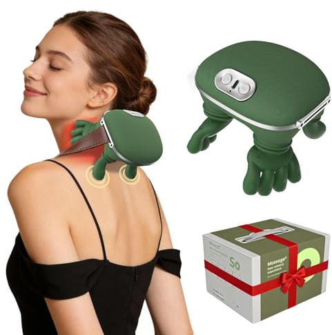 Masajeador Cervical y Espalda, Veralyxa 4D Eléctricos Masajeador de Cuello Portátil, Neck Massager con Batería 4000mAh, 3 Niveles de Intensidad&2 de Calor, Masajeador Cervicale para Casa Oficina Viaje