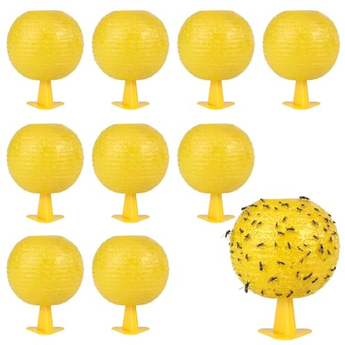 10 bolas de trampa para moscas de la fruta, trampas amarillas para moscas de la fruta, bolas de insectos pegajosas, trampas para insectos voladores, trampas para moscas de frutas, pelotas colgantes