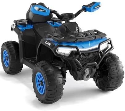 ZoomBuggy Quad Eléctrico Infantil 12V con Música y Luces, Vehículo Eléctrico con Doble Motor, USB y Bluetooth, Velocidad 3–5 km/h, Vehículo Todoterreno a Batería para Niños 3+ Años, Azul