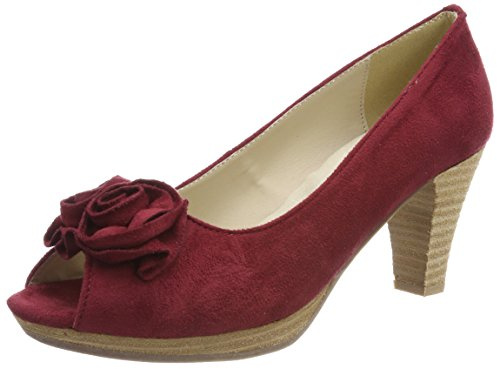 Hirschkogel Damen 0733109 Peeptoe Pumps, Rot (Bordo)