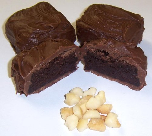 Scott's Cakes Milk Chocolate Covered Brownie Bites with Macadamia Nuts in a 1 Pound Clear Cello Bag