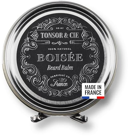 Tonsor & Cie - Baume à Barbe Boisée 50 ml - Soin Barbe Hydratant & Disciplinant - Beurre de Karité, Cire d’Abeille & Vitamine E - Parfum Bois d’Ébène - Naturel - Formulé et Fabriqué en France