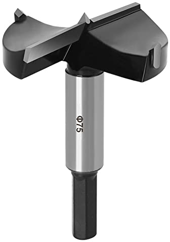 ASNOMY Forstner - Punta per trapano in acciaio al tungsteno, 75 mm, per legno e legno duro..