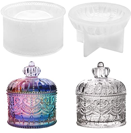 AMJKEJI Epoxidharz Formen Schmuckbox,Silikon Schmuckschatulle,Exquisite Kronenform,Schmuck Aufbewahrungsbox Form für Bastelarbeiten, Kunstgießen Handwerk DIY Gussformen