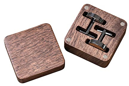 Gemelos de madera personalizados para hombre con caja de madera, juego de gemelos para hombre, gemelos para hombres, regalo para padrino de boda, 4.5*4.5*2.5 cm, Madera, No es una piedra preciosa