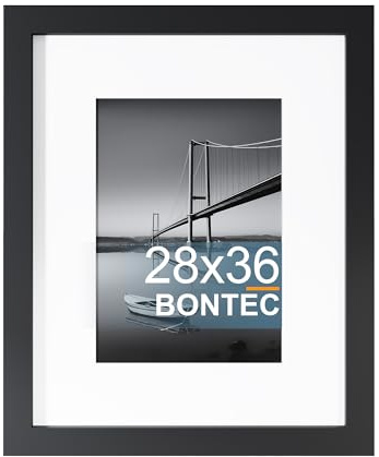 BONTEC Marco de Fotos 28cm x 36cm para Pared y Sobremesa, Portarretratos de Diseño Clásico con Cubierta de PET, Presentación Horizontal y Vertical, 1 Paquete