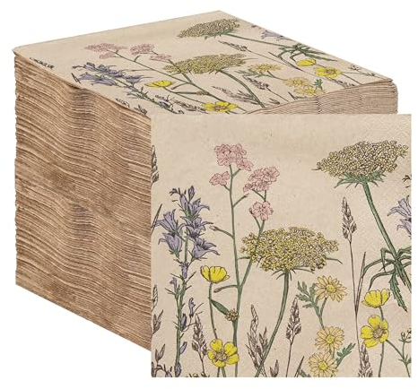 Table Kind 2 Capas, 33 cm, Paquete a Granel de 100 servilletas de Papel Reciclado Suave, servilletas Florales Desechables para Fiestas, Catering, ecológicas