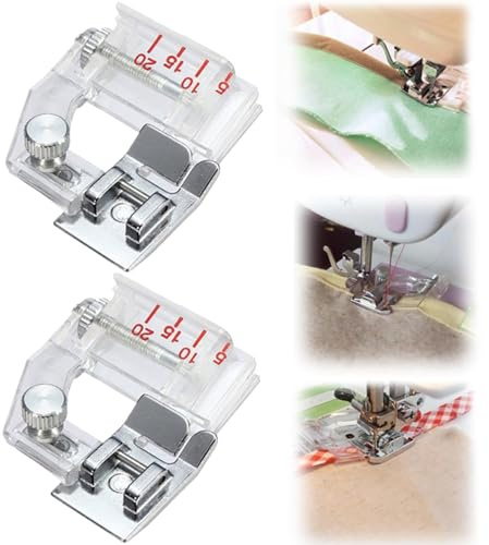 Sewing Machine Needles, Rolled Hem Presser Foot 5-20mm Adjustable Bias Tape Binding Foot Sewing Machines Presser Foot Wide Compatability Bias Tape Presser Foot