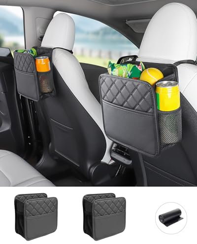 EVMODS Autositz Organizer,Auto Aufbewahrungstasche,Kofferraum Organizer,Auto Rücksitz kinder,mit verstellbaren Trägern,AutoMülleimer,Wasserdicht und Kratzfest,Schwarz 2 Stück,mit 1 Rolle Müllsäcke