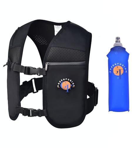 Löparväst för kvinnor och män: Ultralätt hydrering löpväst med reflekterande design, justerbara bröstband, 500 ml mjuk flaska, mobiltelefonhållare – perfekt för jogging, vandring, maraton, cykling