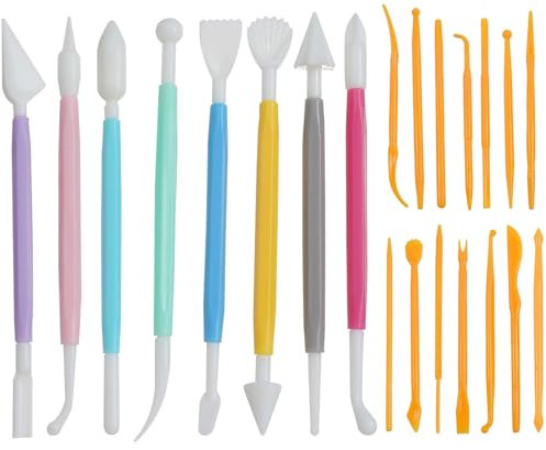 WOLMIK Modellierwerkzeug 22 Stück Töpferwerkzeug Ton Werkzeug, Pottery Tools Doppelseitige Modelierwerkzeugset zum Formen Modelliermasse Clay Tools, Fondant Modellierwerkzeug für DIY Kunsthandwerk
