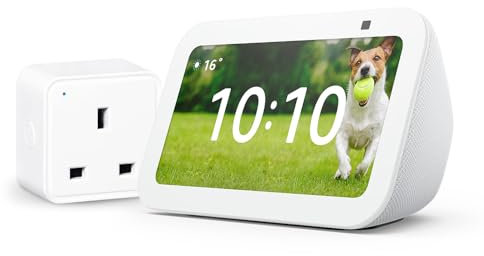 Echo Show 5 (3rd generation) | White + WiZ Smart Plug, Works with Alexa - Smart Home Starter Kit