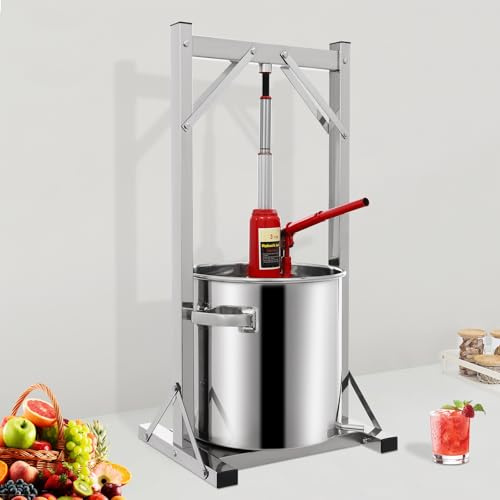 Presse-fruits hydraulique, 22 l, pression 3 tonnes, presse-vin, presse-vin, presse-légumes, presse-baies, presse-agrumes multifonction en acier inoxydable, avec filtre à vin, pour presser le miel, les