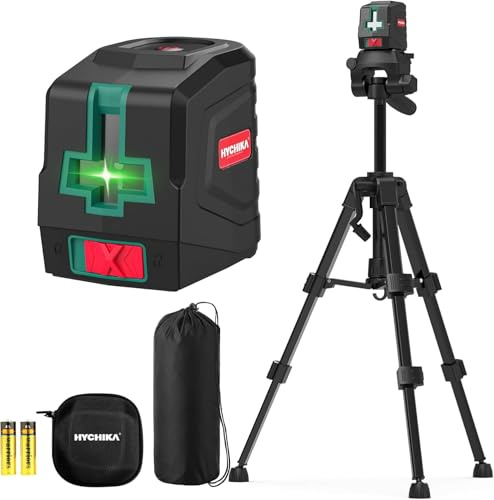 HYCHIKA Laser Level with Tripod 360° Self Leveling, Rotary Laser Measuring Tool with Tripod 26 In, Green Cross Line Laser for Picture Hanging DIY Construction Renovation Floor Tile Class II, <1mW
