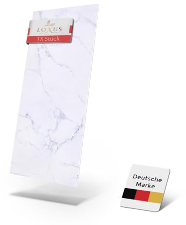 LoXus-Marble Look Wall Panels-120 x 60 cm -PVC Wall Cladding-Kitchen Back Wall -Shower Back Panel & Kitchen Back Wall (Carrara White, 1 x Pcs)