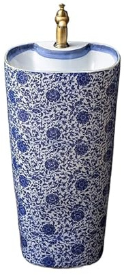 Lavandino a piedistallo Lavandino da bagno con piedistallo, da esterno, da giardino, in ceramica, con rubinetto e kit di scarico