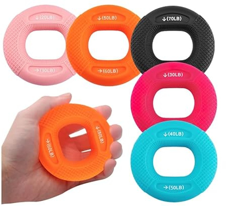 Ensemble de 5 pièces pour l'entraînement des mains et des doigts, renforçant et entraînant la force de préhension anneau de renforcement de la force de préhension en silicone 20-80 lb