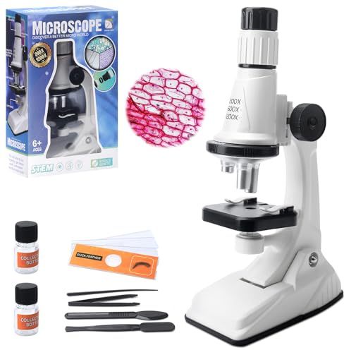 Yozexin Microscope for Kids, 200X-1200X Magnification High Power Science Microscope Kit, Portable Bug Microscopes Educational Science Toy Science Experiment Explorer Tool for Boys and Girls, 6+ Years
