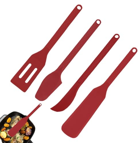 Set di Utensili da Cucina in Silicone,4 Pezzi Utensili Da Cucina Antiaderenti Per Cottura E Preparazione | Raschietto Da In Silicone Per - Per Friggere Mescolare Servire Scolare Girare Raschiar