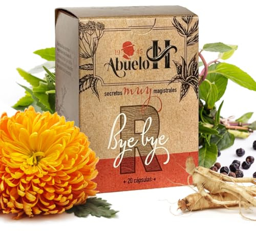 ABUELO H - Bye Bye R 20 Cápsulas con Vitamina B6 y Extractos Vegetales Complemento Alimenticio Antiresaca que Reduce el Cansancio, la resaca y la Fatiga Apoya el Metabolismo Energético.