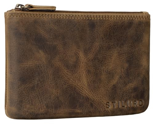 STILORD 'Barry' Vintage Ledermäppchen für Stifte Kosmetik Geld Brille Schlüssel Pass ideal als Stifteetui Federmappe Schminktasche Täschchen aus Leder, Farbe:mittel - braun