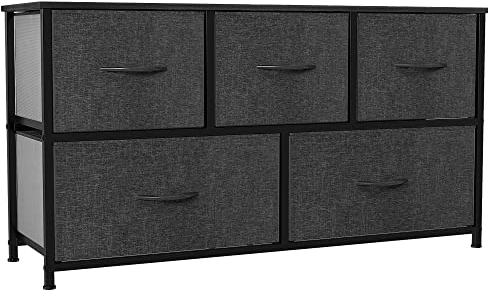 YITAHOME Chest of Drawers, 5-Drawer Storage Organizer Unit for Bedroom Living Room Closet, Sturdy Steel Frame, Easy Pull Fabric Bins & Wooden Top, Fabric Dresser